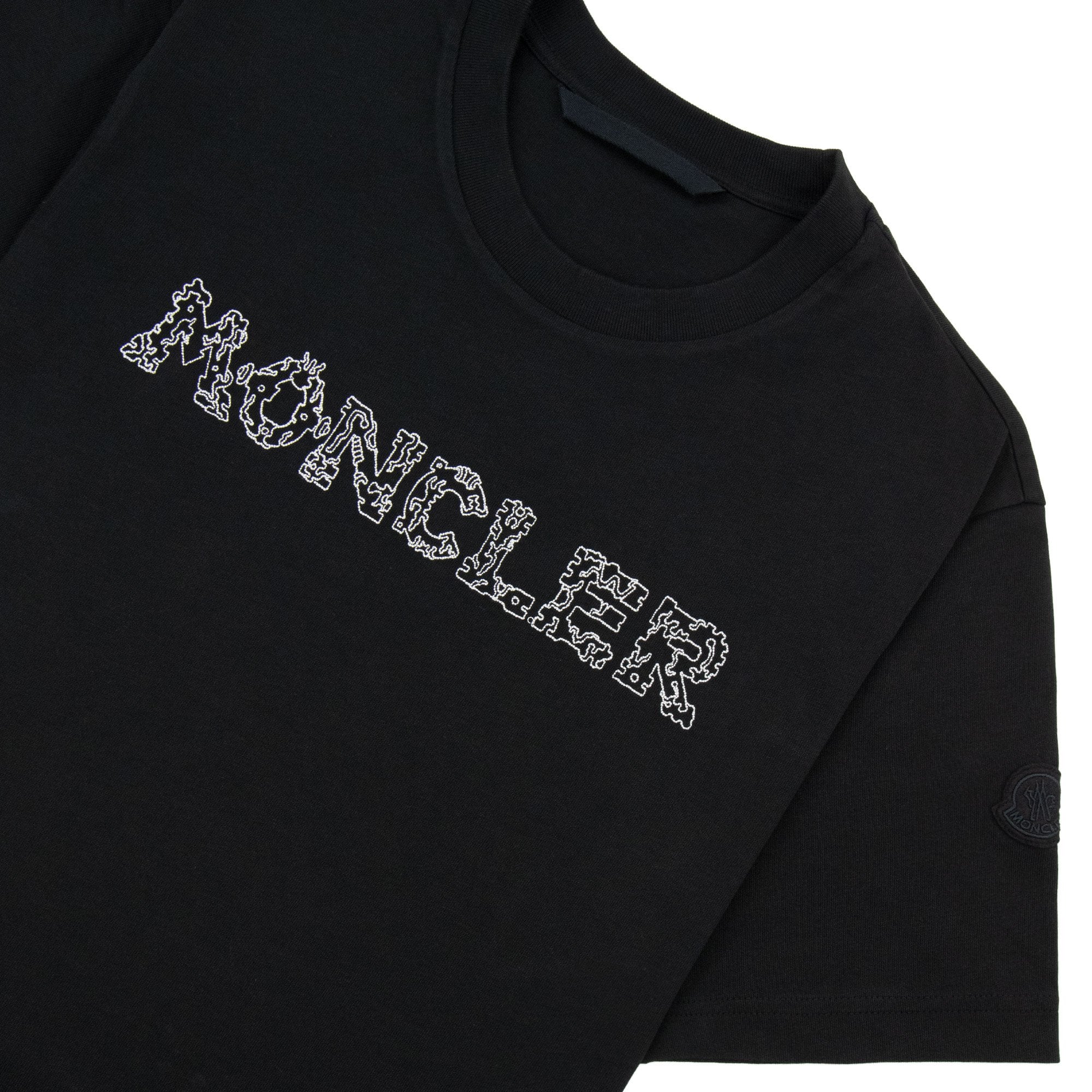 Moncler Space Embroidered Logo Cotton T-shirt Black 999