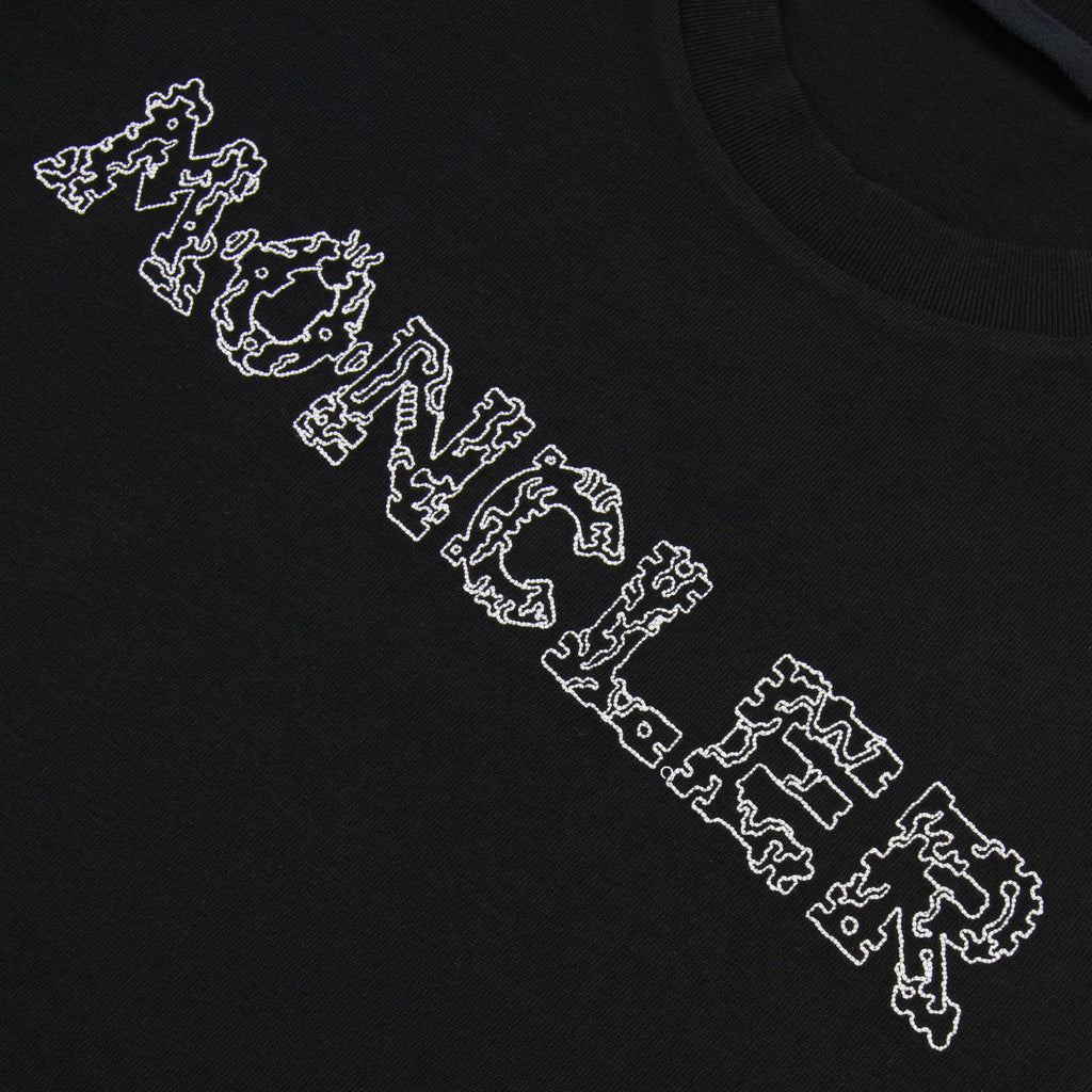 Moncler Space Embroidered Logo Cotton T-shirt Black 999