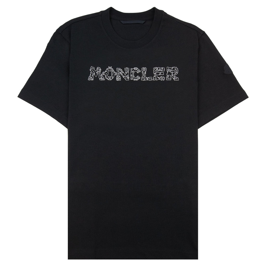 Moncler Space Embroidered Logo Cotton T-shirt Black 999