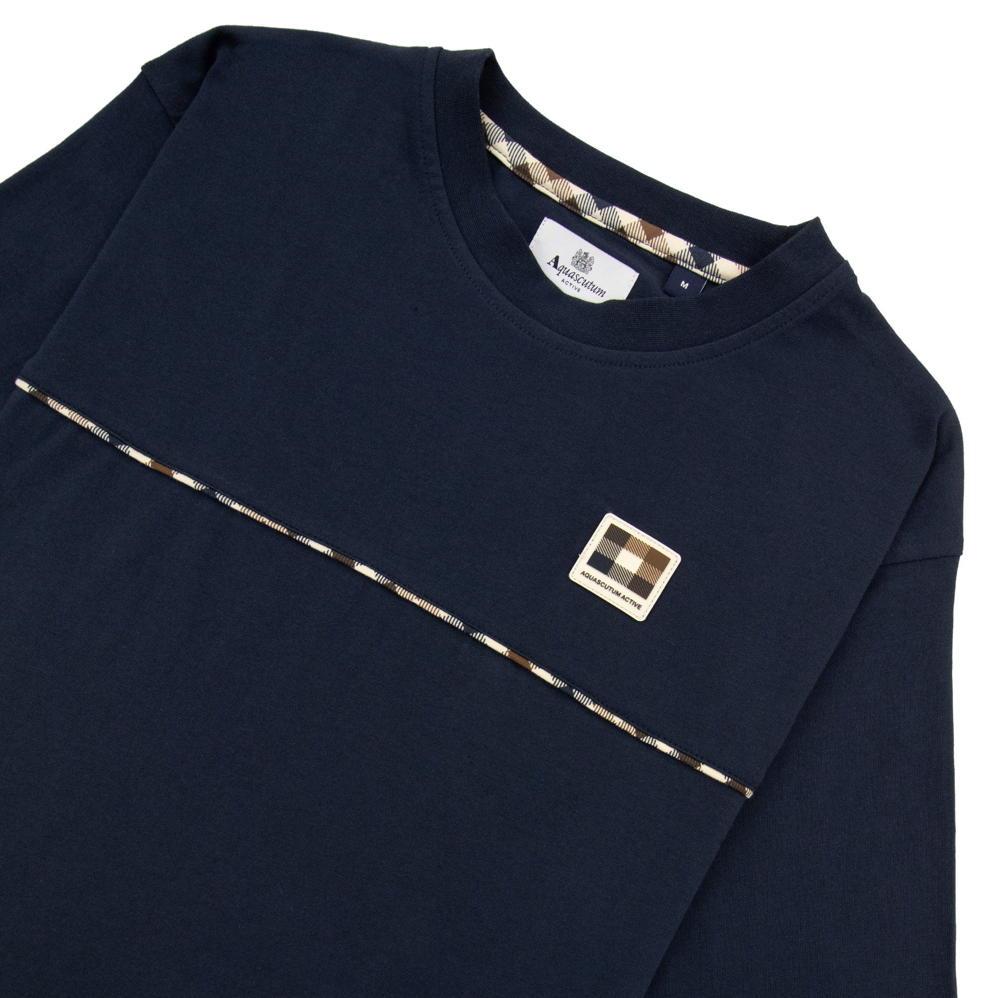 Aquascutum Club Check Piping T Shirt Navy 11