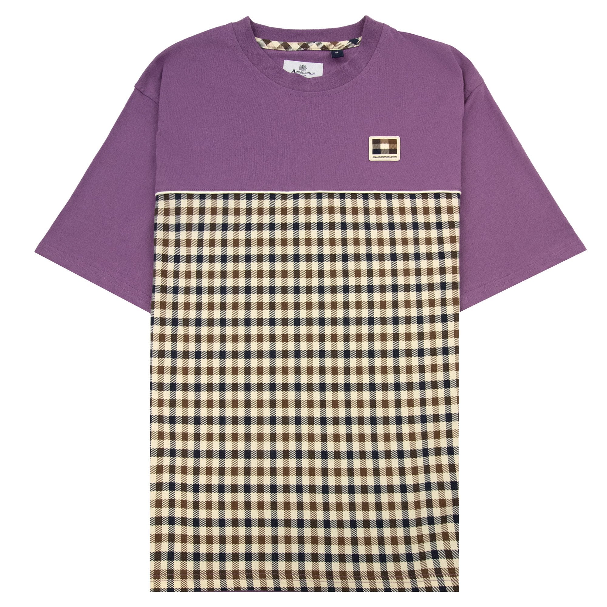 Aquascutum Club Check Panel T Shirt Purple 09