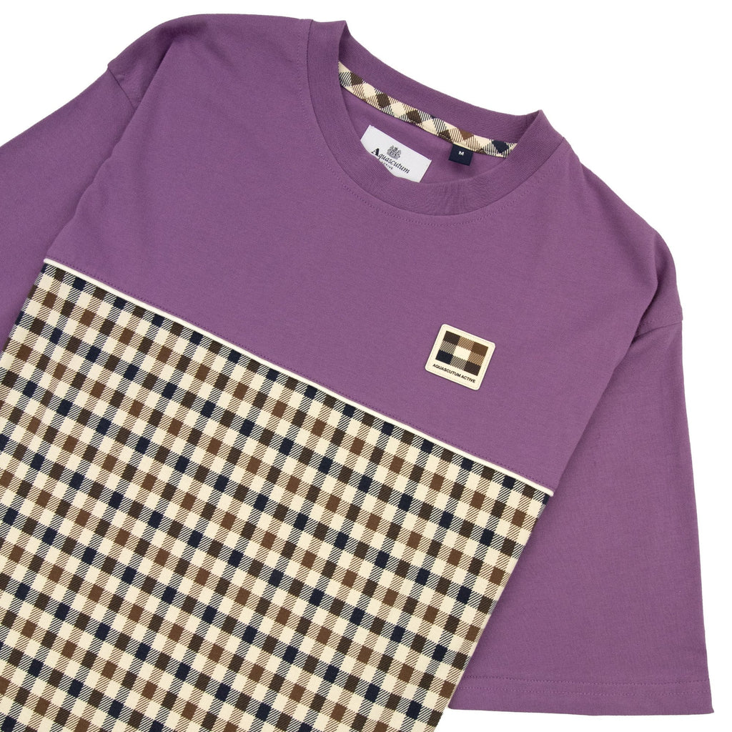 Aquascutum Club Check Panel T Shirt Purple 09