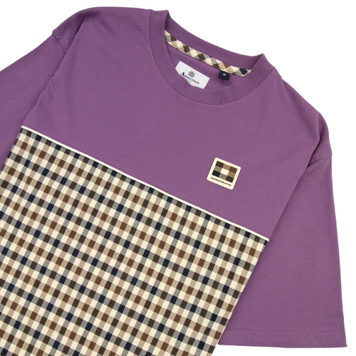 Aquascutum Club Check Panel T Shirt Purple 09