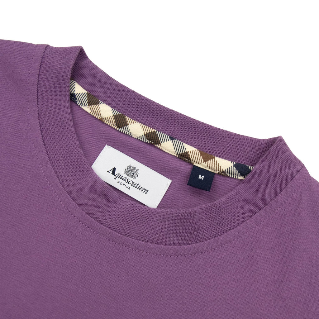 Aquascutum Club Check Panel T Shirt Purple 09