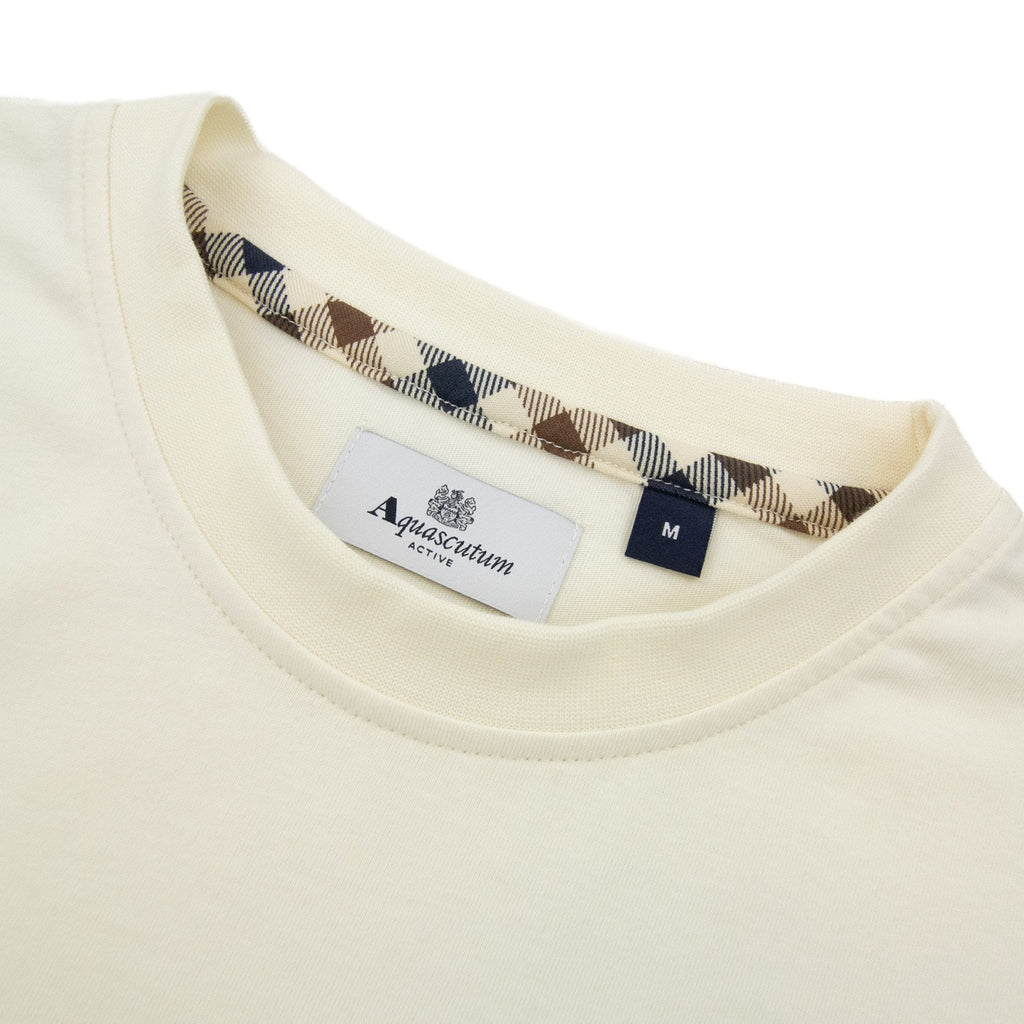 Aquascutum Club Check Panel T Shirt Old White