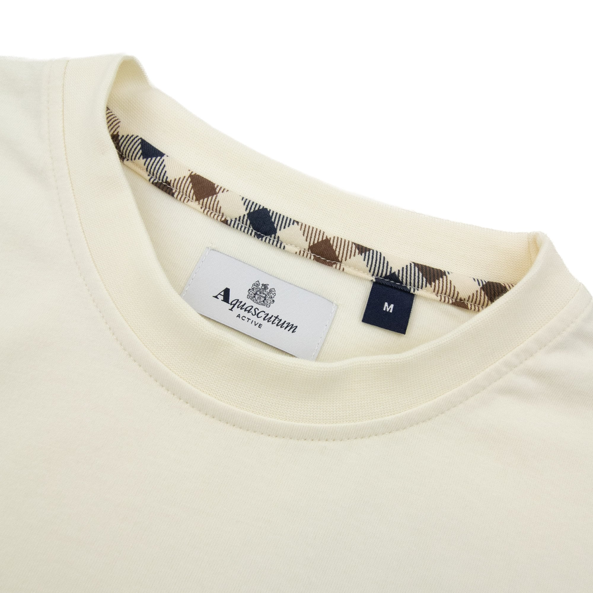 Aquascutum Club Check Panel T Shirt Old White