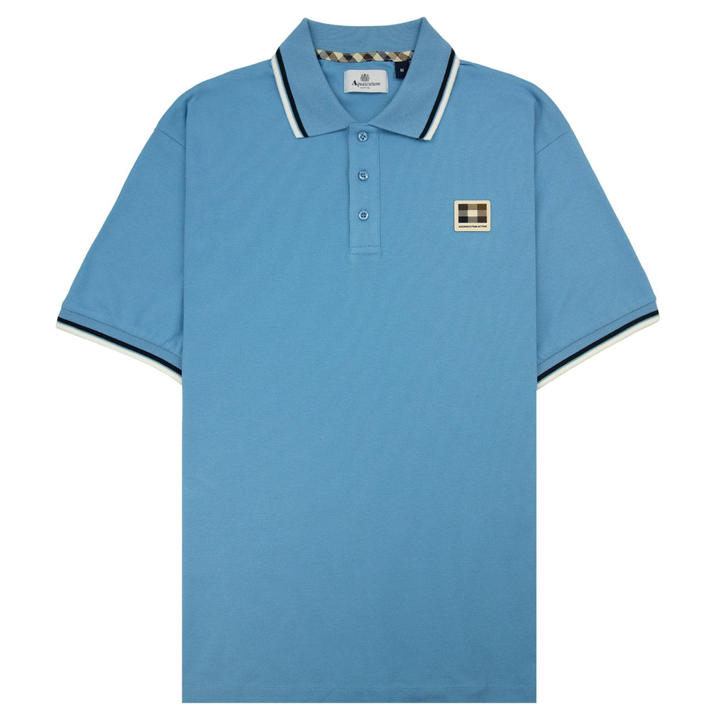 Aquascutum Stretch Piquet Badge Polo Avio 18