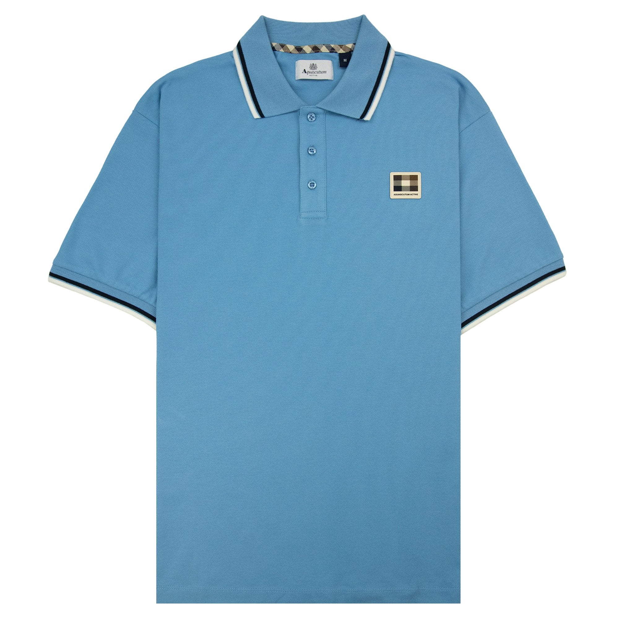 Aquascutum Stretch Piquet Badge Polo Avio 18