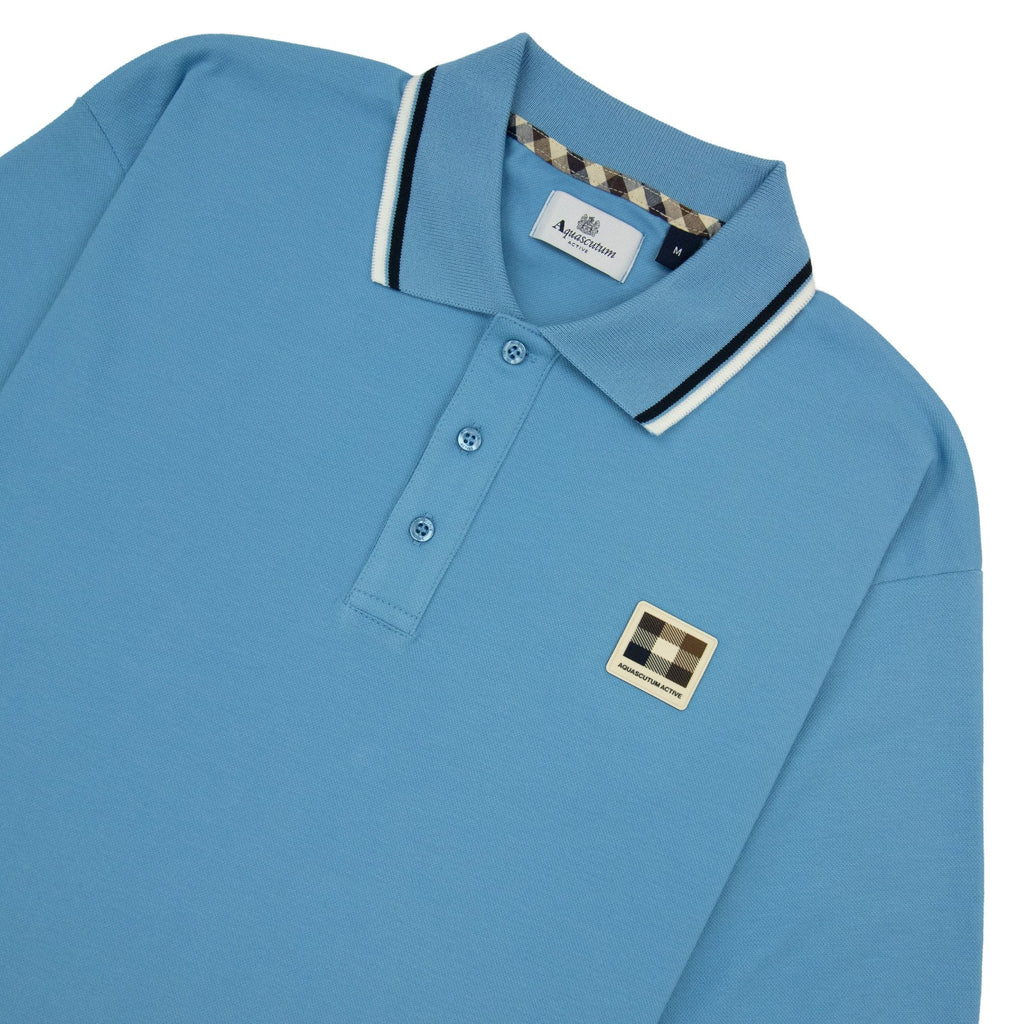 Aquascutum Stretch Piquet Badge Polo Avio 18