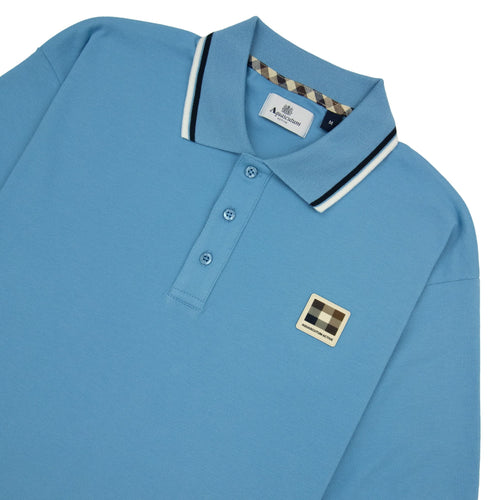 Aquascutum Stretch Piquet Badge Polo Avio 18