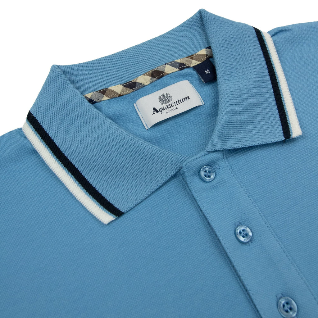 Aquascutum Stretch Piquet Badge Polo Avio 18