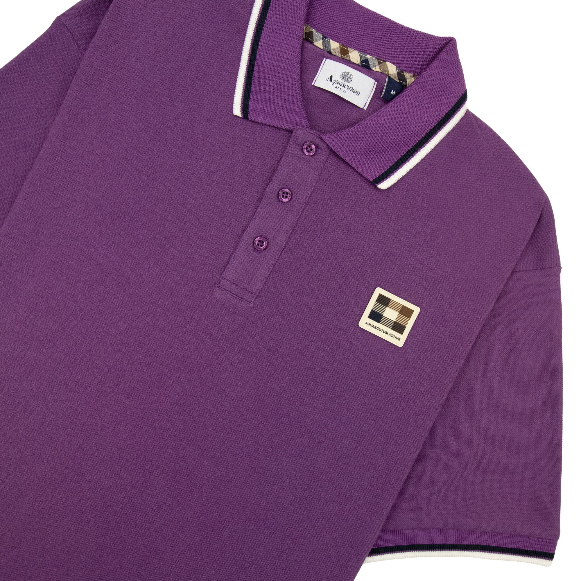 Aquascutum Stretch Piquet Badge Polo Purple 09