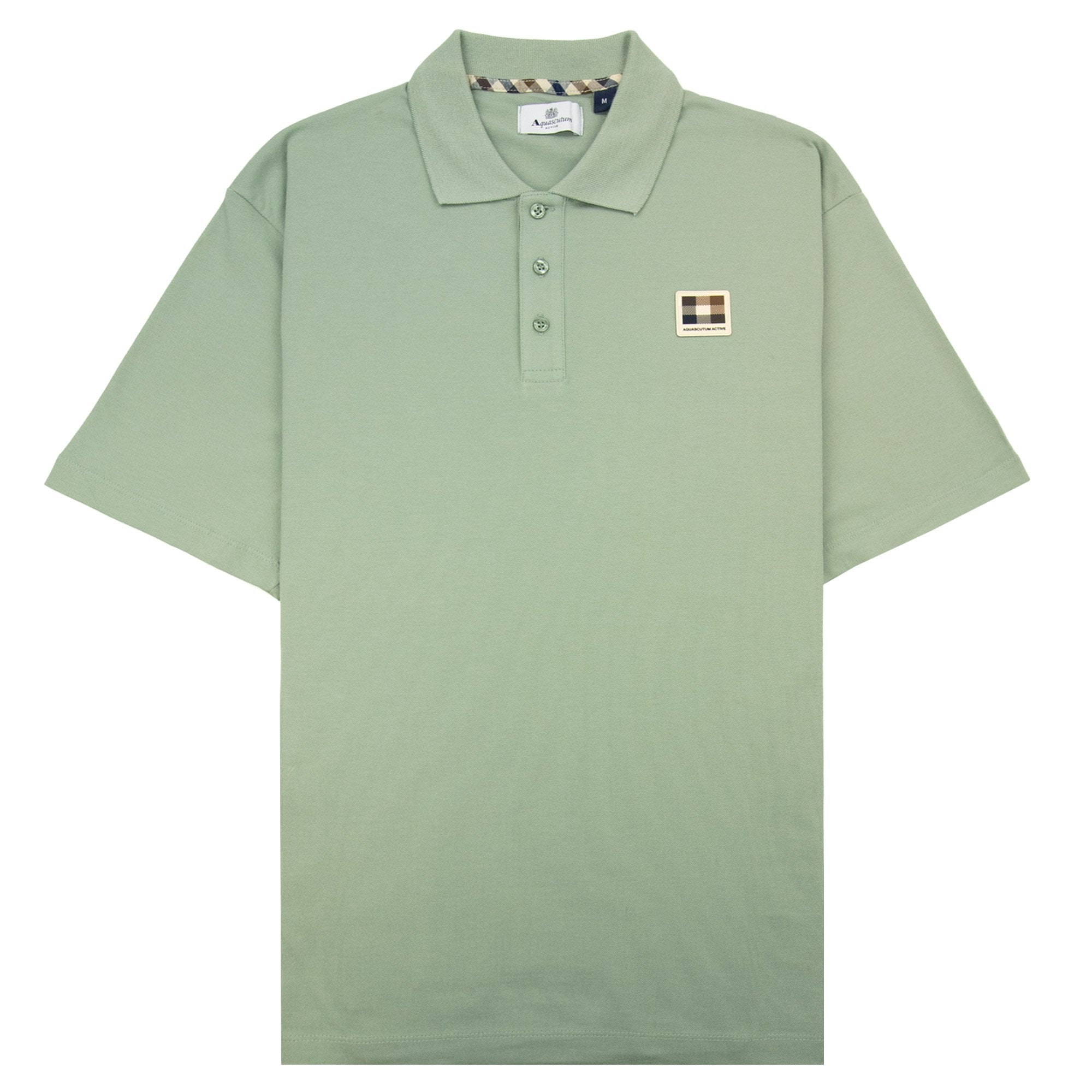 Aquascutum Stretch Piquet Badge Polo Sage Green