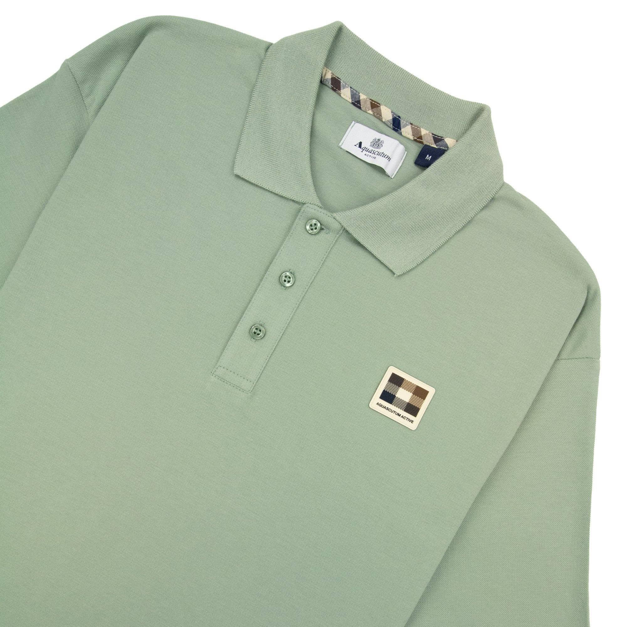 Aquascutum Stretch Piquet Badge Polo Sage Green