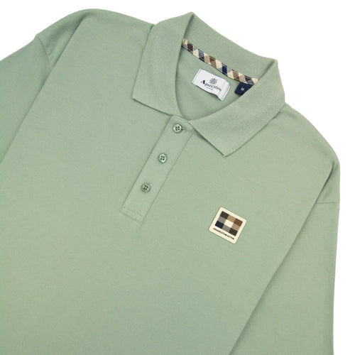 Aquascutum Stretch Piquet Badge Polo Sage Green