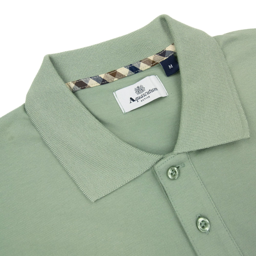 Aquascutum Stretch Piquet Badge Polo Sage Green