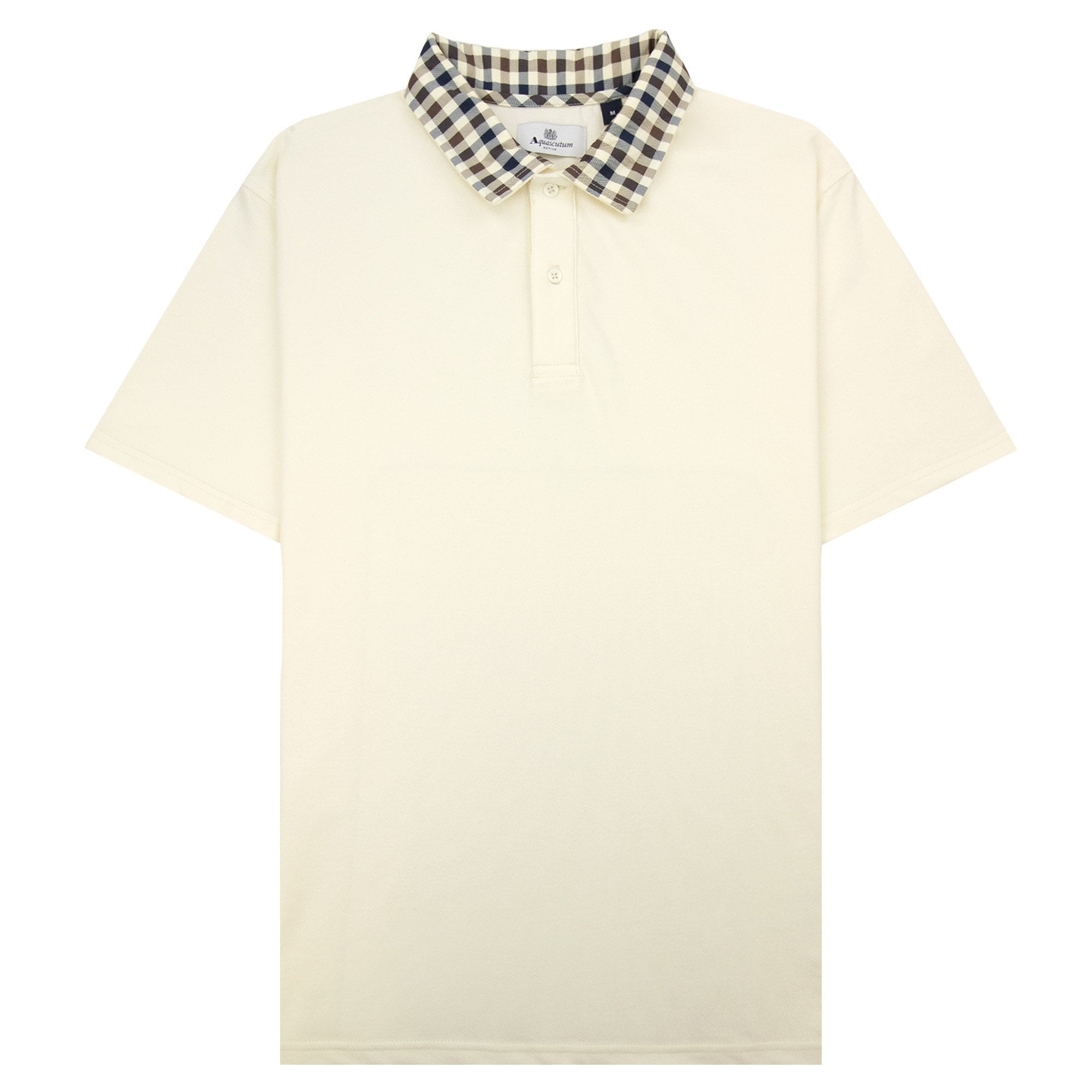 Aquascutum Club Check Collar Polo Old White