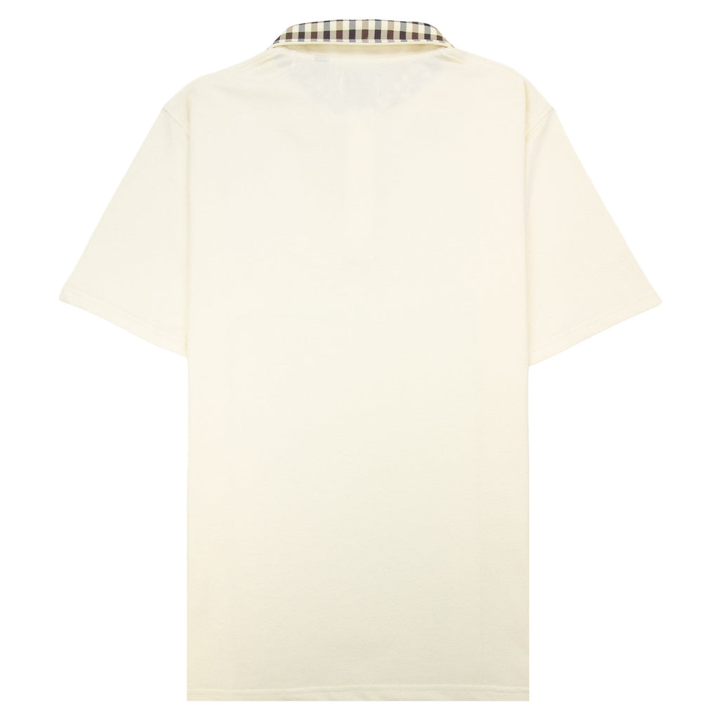 Aquascutum Club Check Collar Polo Old White