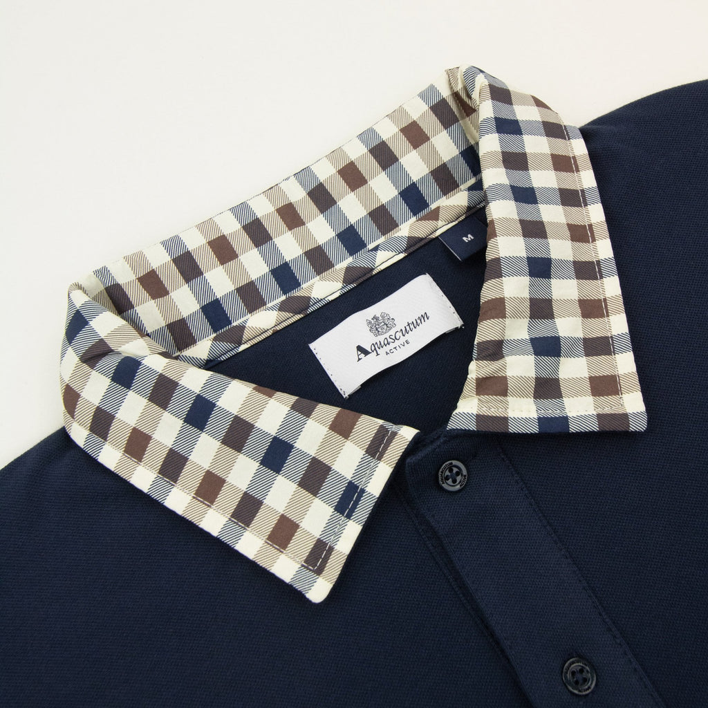 Aquascutum Club Check Collar Polo Navy 11