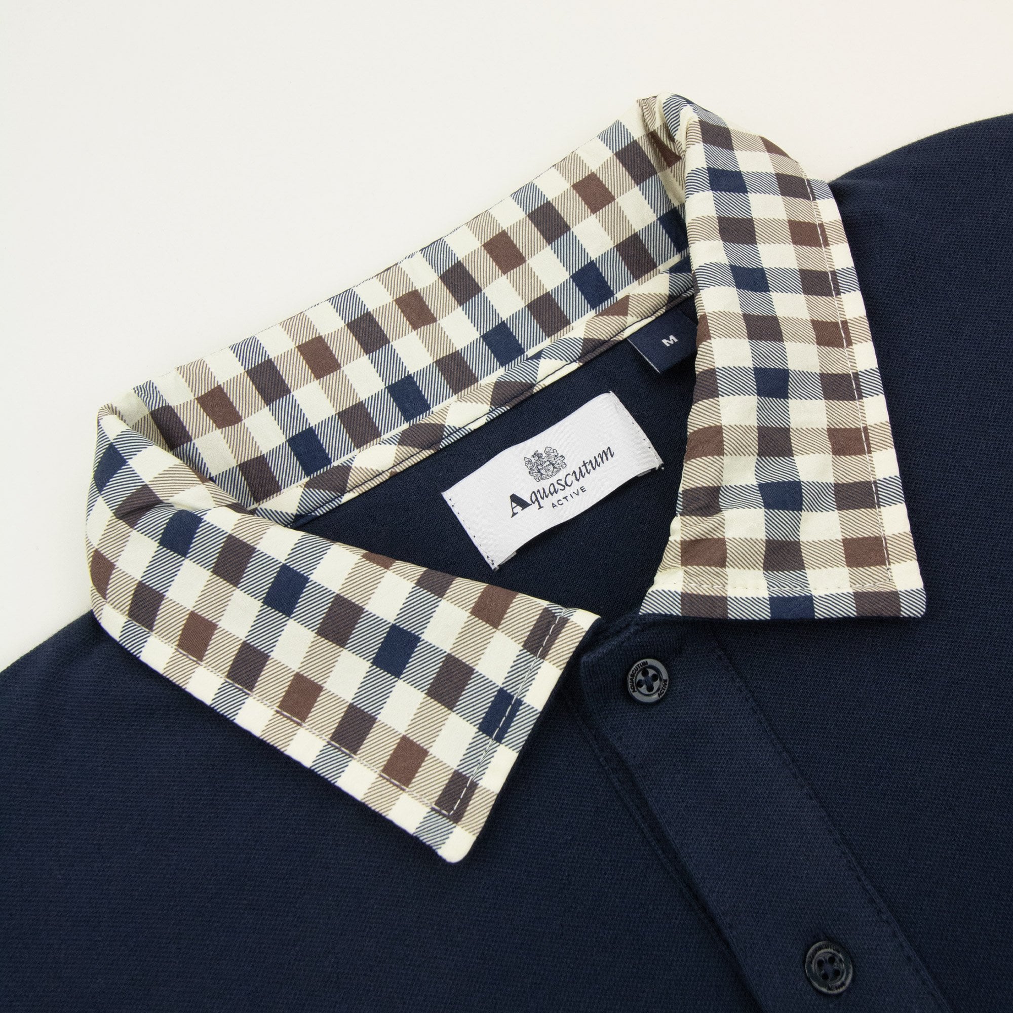 Aquascutum Club Check Collar Polo Navy 11