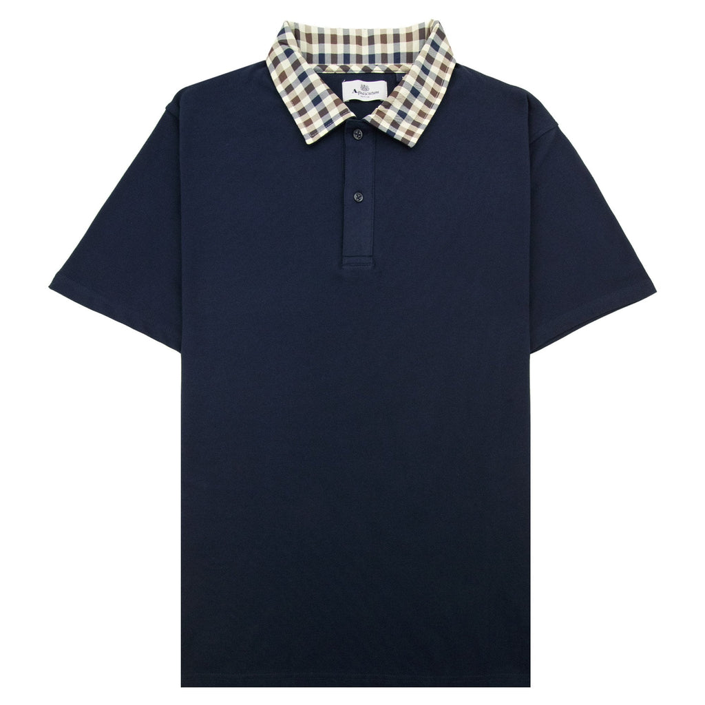Aquascutum Club Check Collar Polo Navy 11