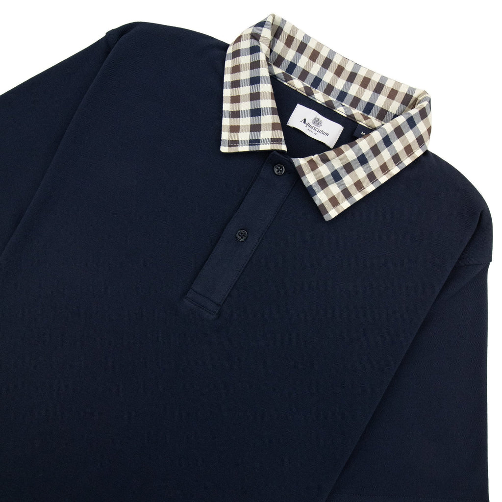 Aquascutum Club Check Collar Polo Navy 11