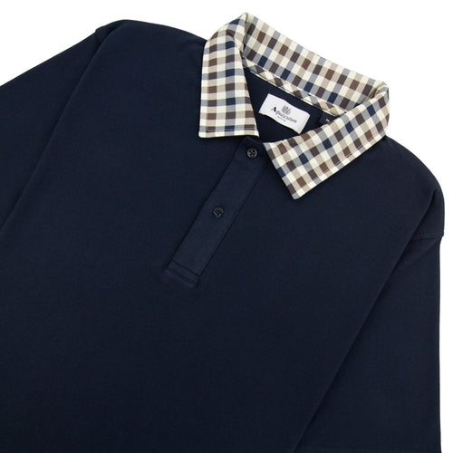 Aquascutum Club Check Collar Polo Navy 11
