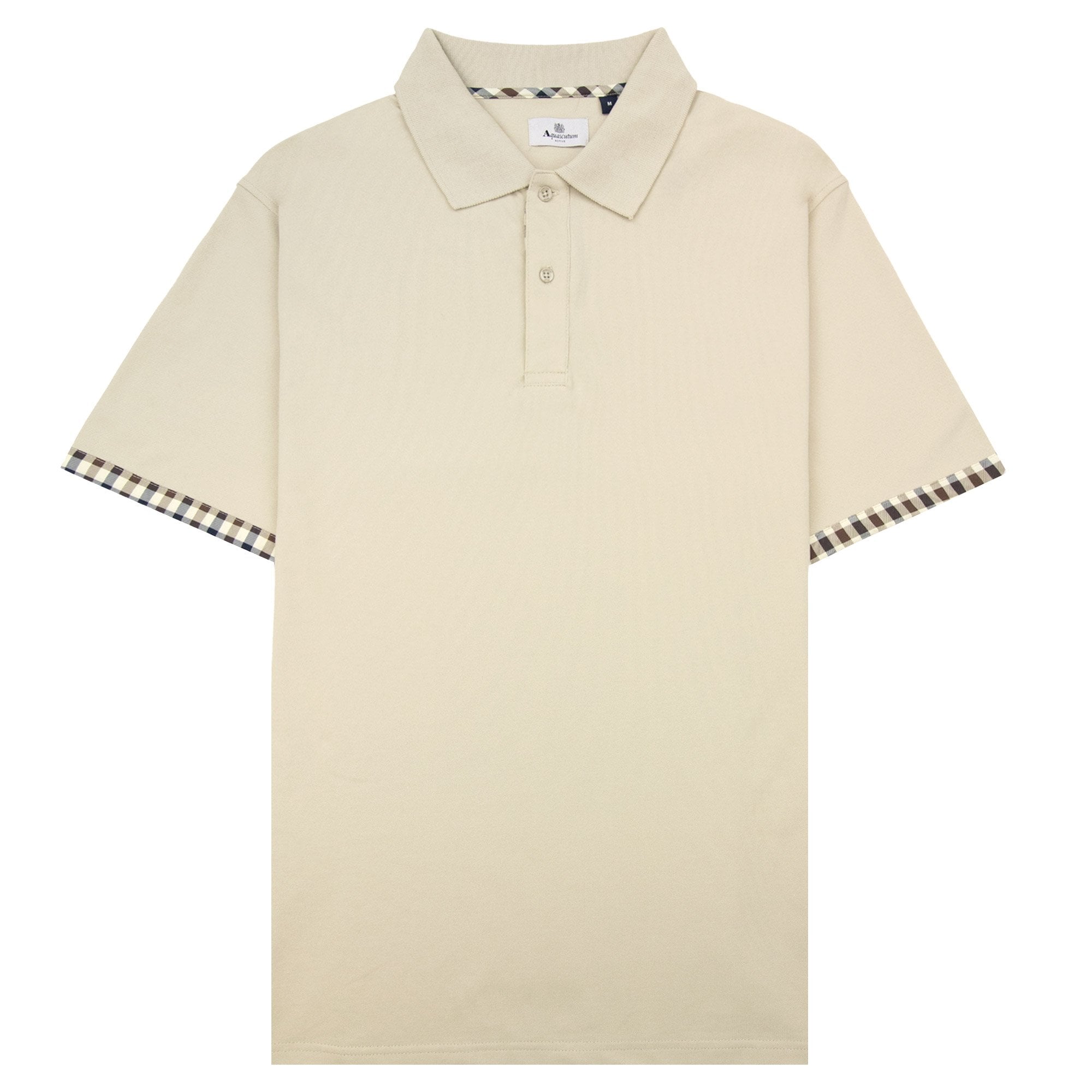 Aquascutum Cc Stretch Piquet Sleeves Polo Beige 03