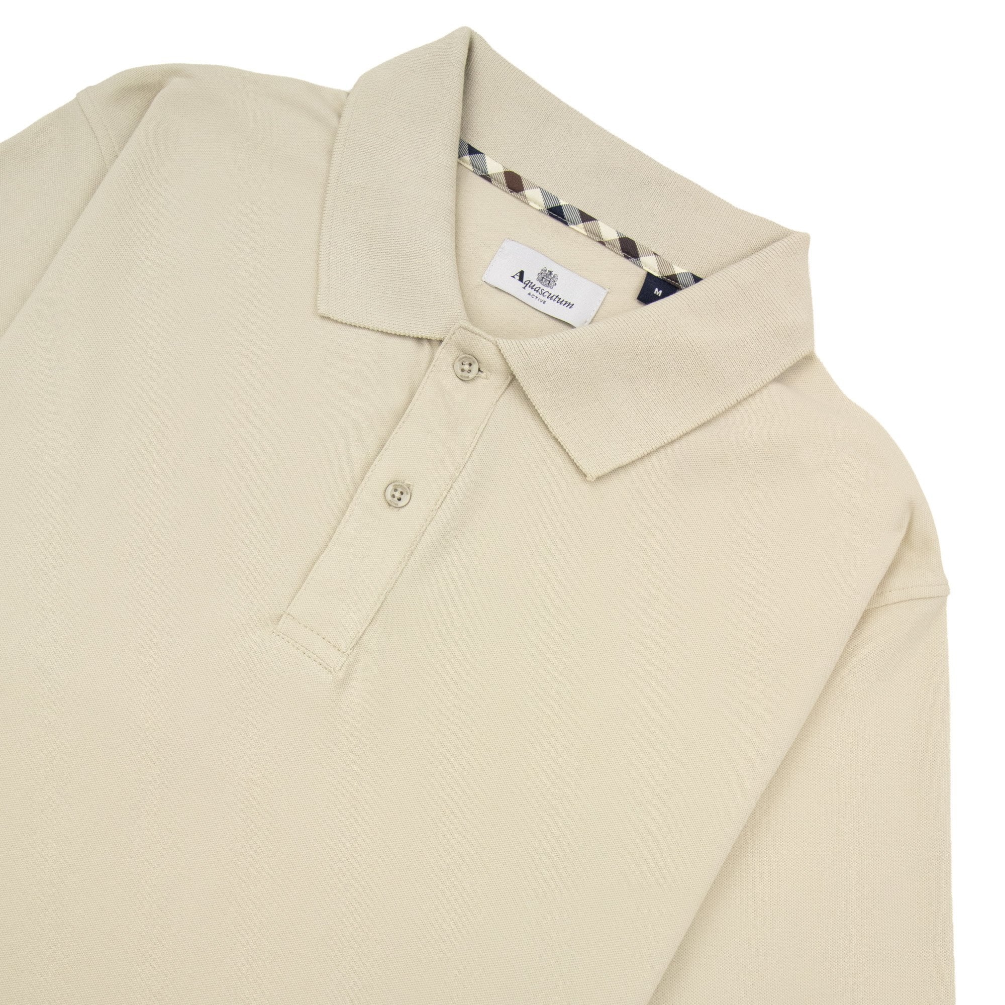 Aquascutum Cc Stretch Piquet Sleeves Polo Beige 03