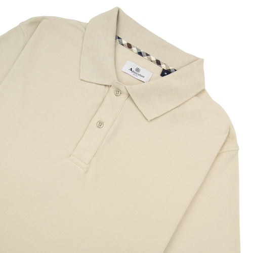 Aquascutum Cc Stretch Piquet Sleeves Polo Beige 03