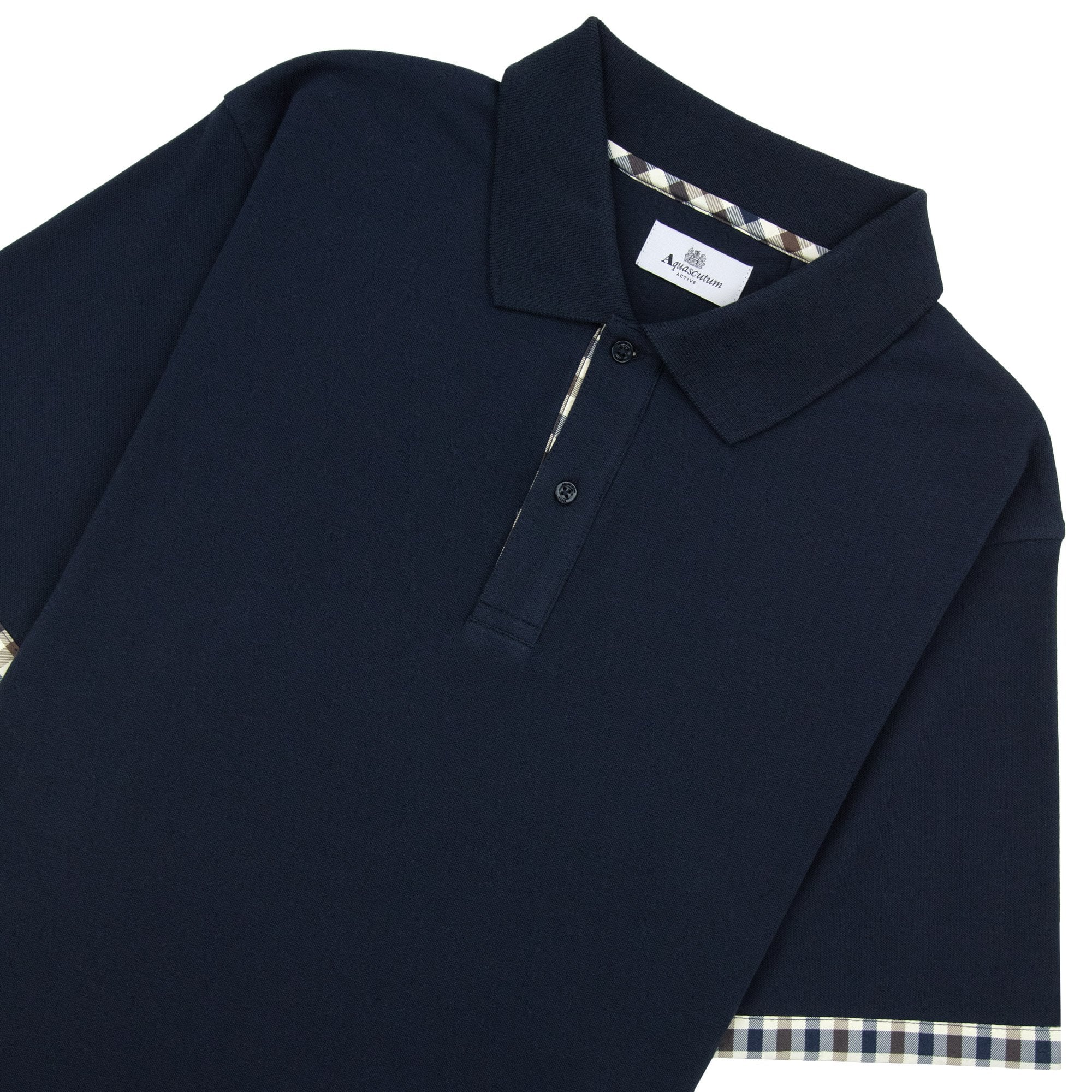 Aquascutum Cc Stretch Piquet Sleeves Polo Navy 11