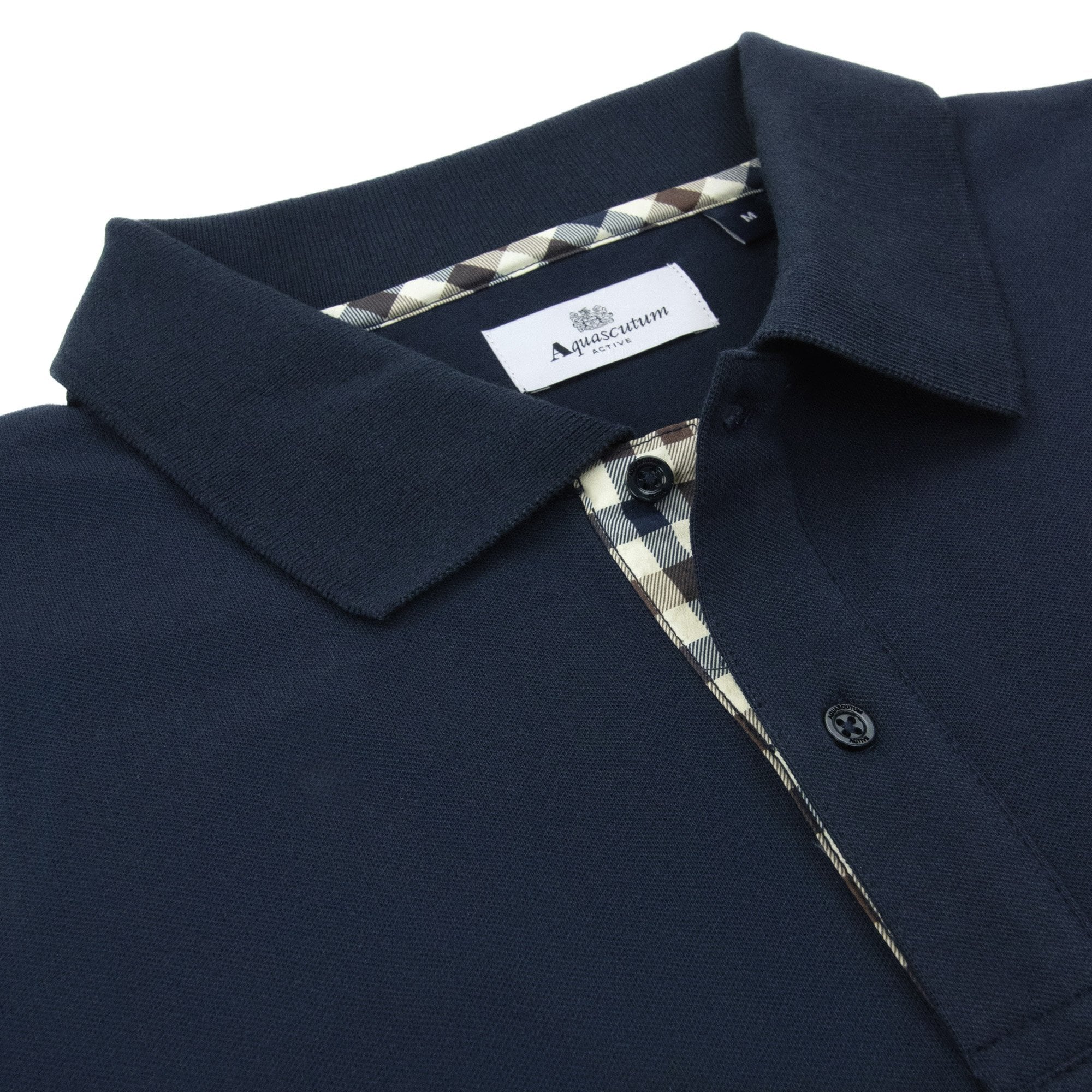 Aquascutum Cc Stretch Piquet Sleeves Polo Navy 11