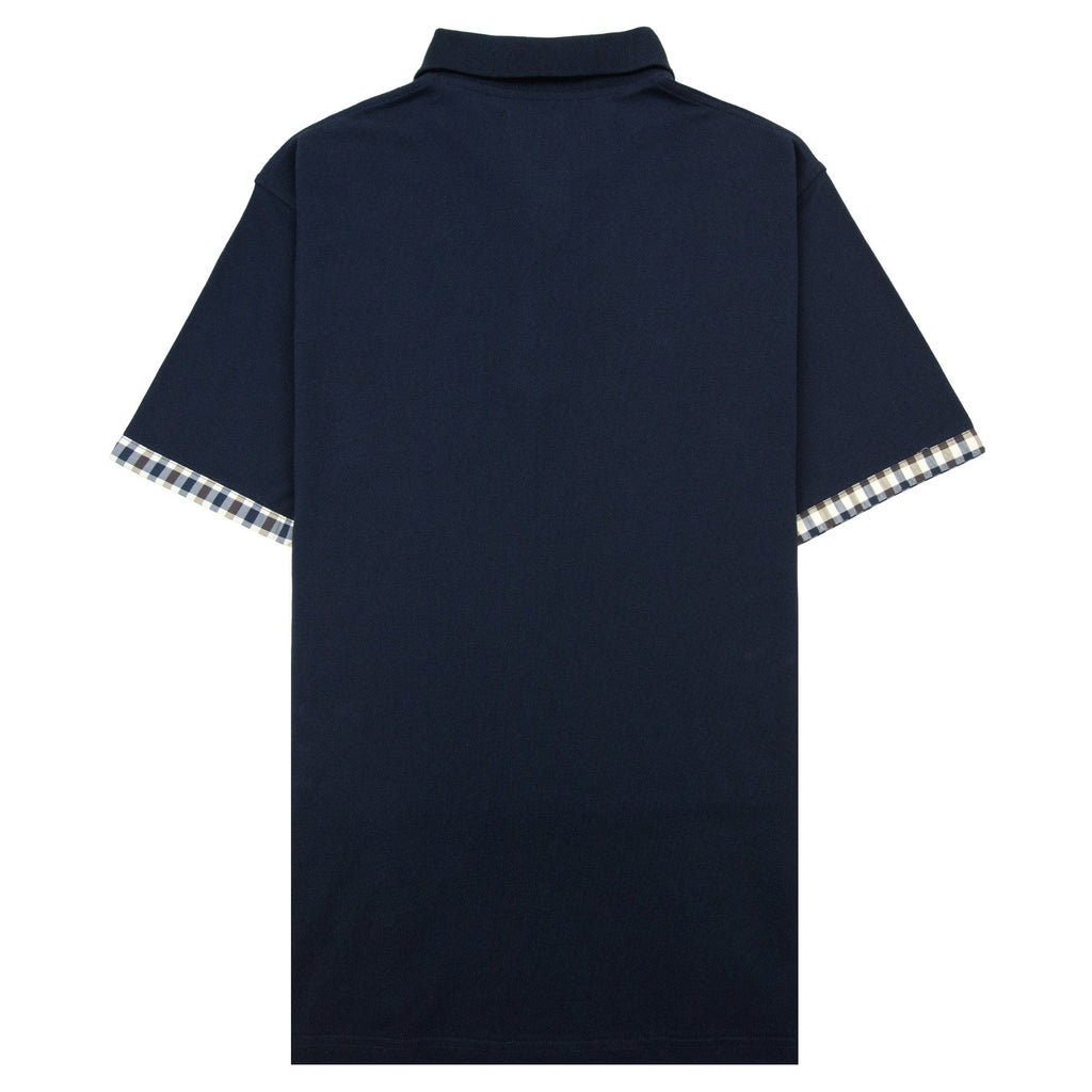 Aquascutum Cc Stretch Piquet Sleeves Polo Navy 11