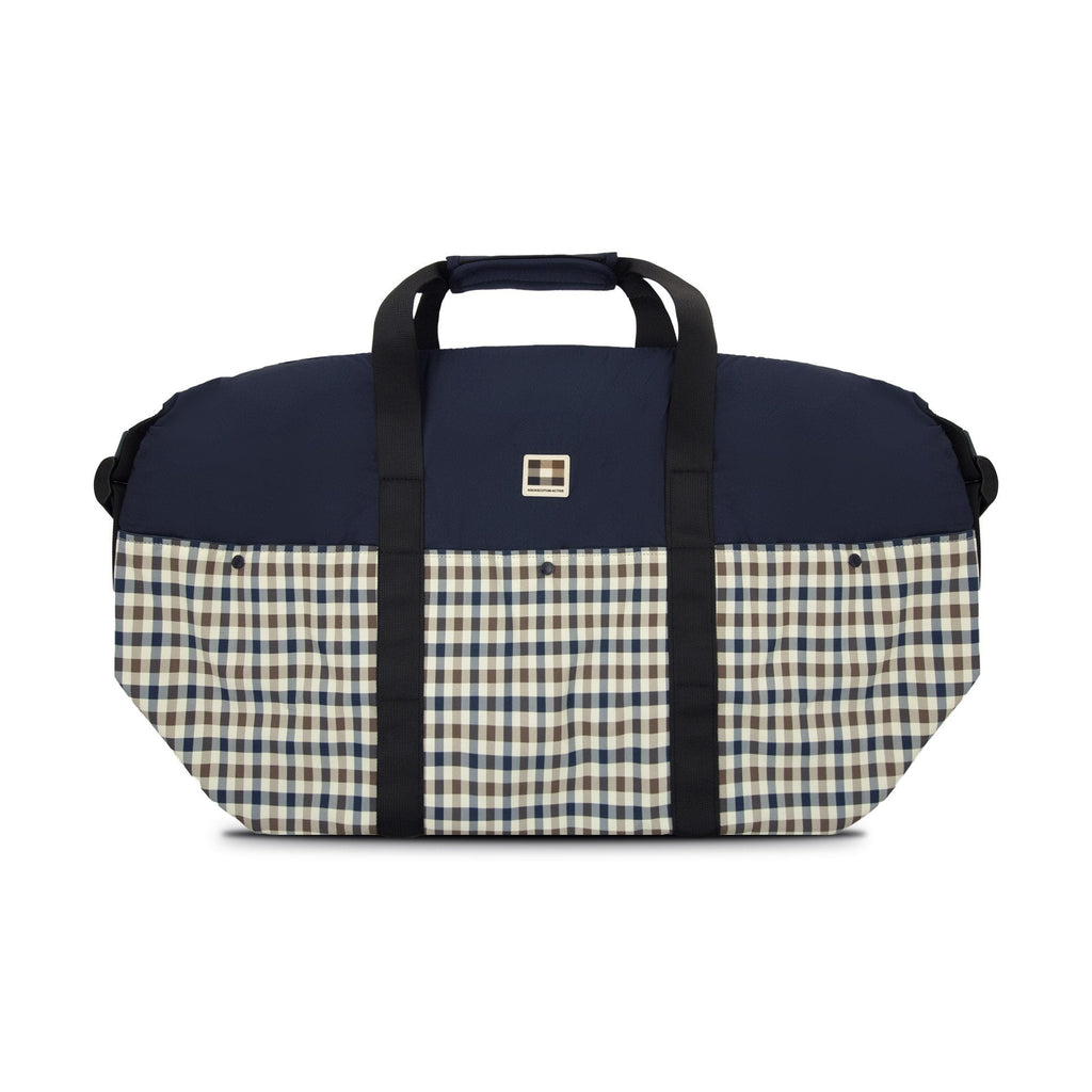 Aquascutum Lamina Check Bagde Travel Bag Navy 01