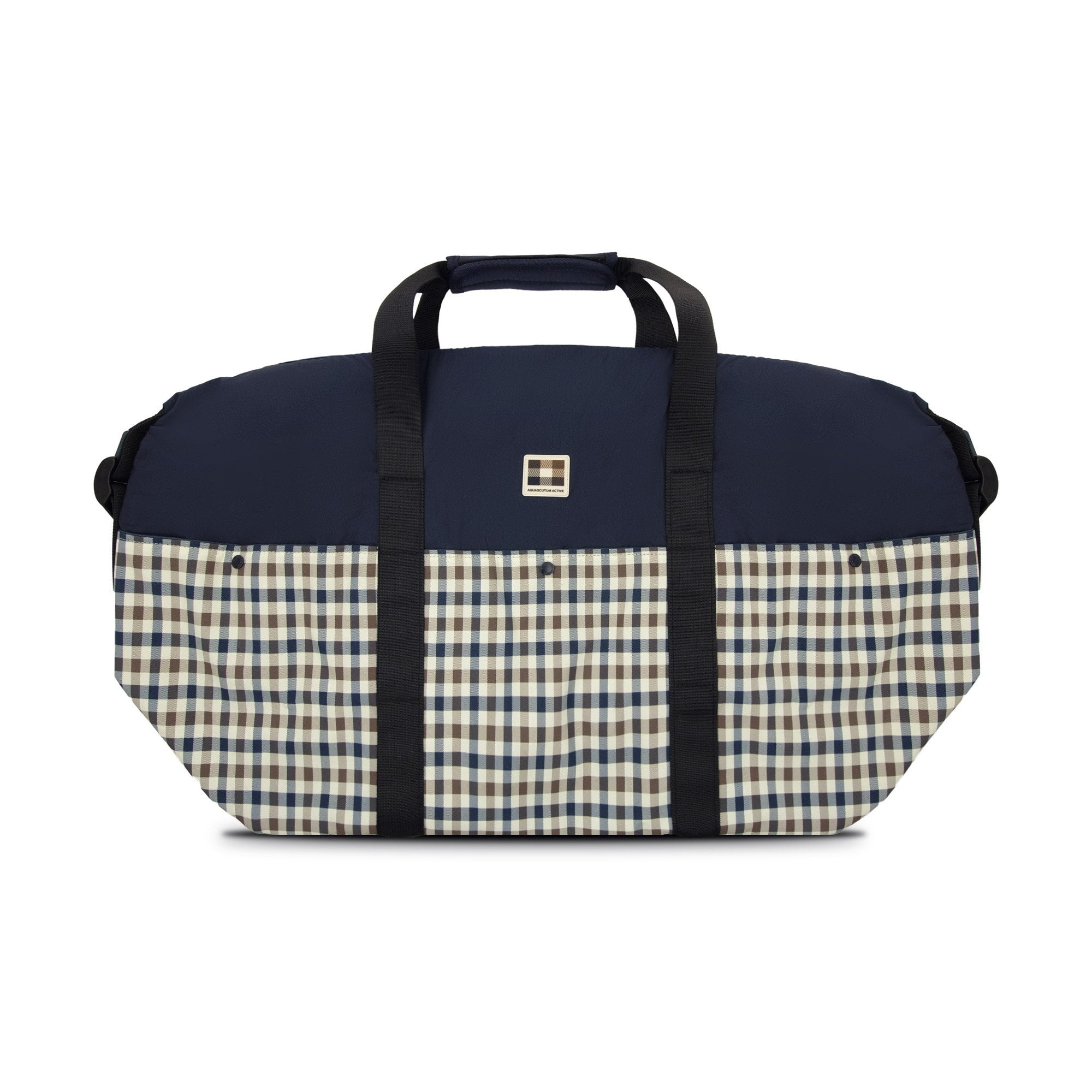 Aquascutum Lamina Check Bagde Travel Bag Navy 01