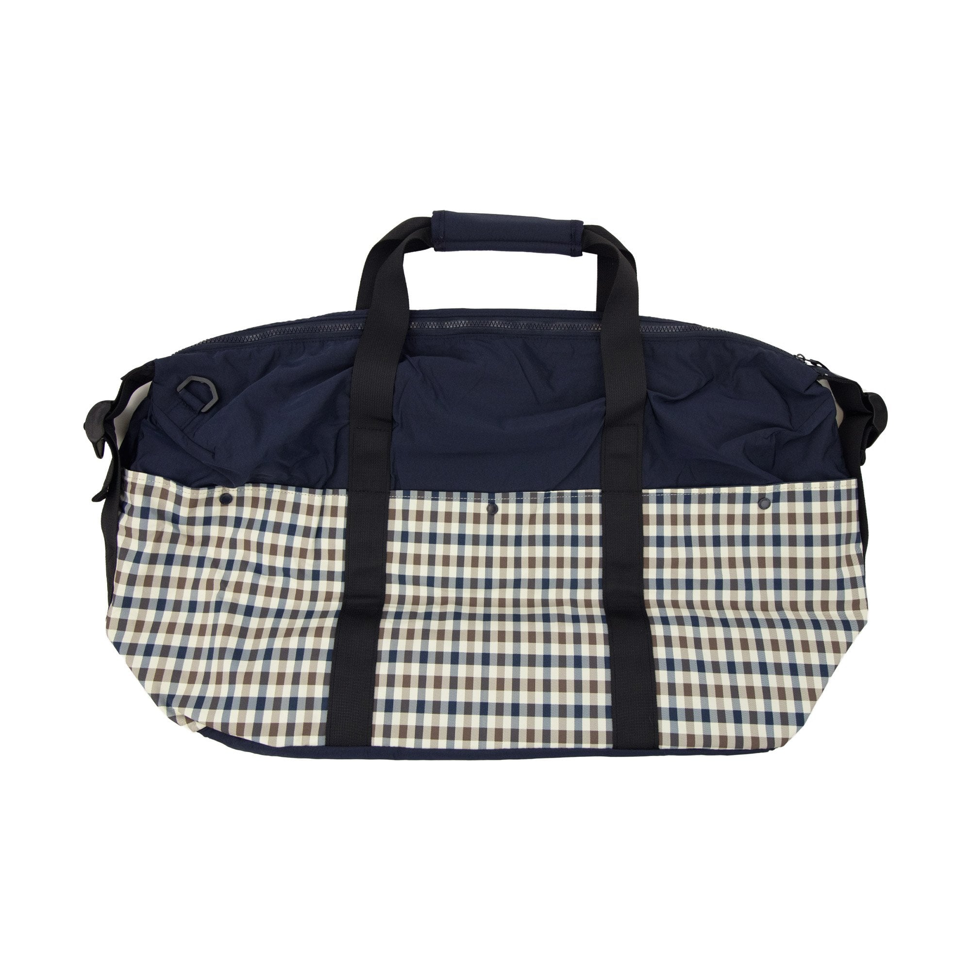 Aquascutum Lamina Check Bagde Travel Bag Navy 01