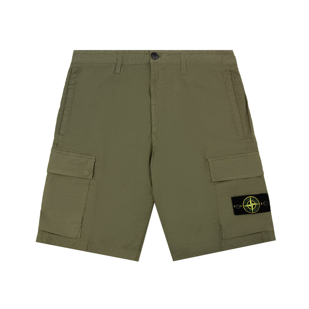 Stone Island L100020 Stretch Cotton Tela Paracadute Shorts Military Green V005G