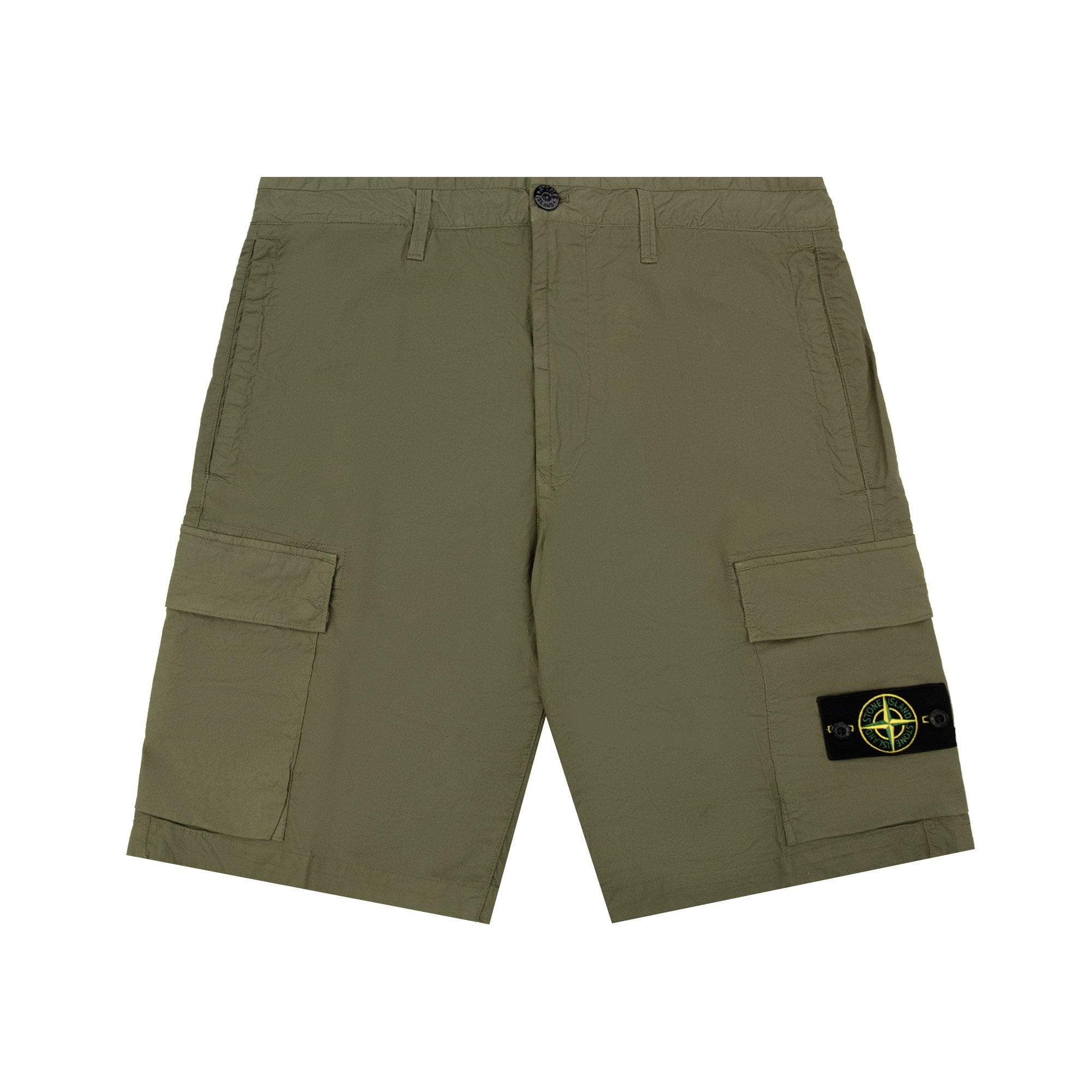Stone Island L100020 Stretch Cotton Tela Paracadute Shorts Military Green V005G