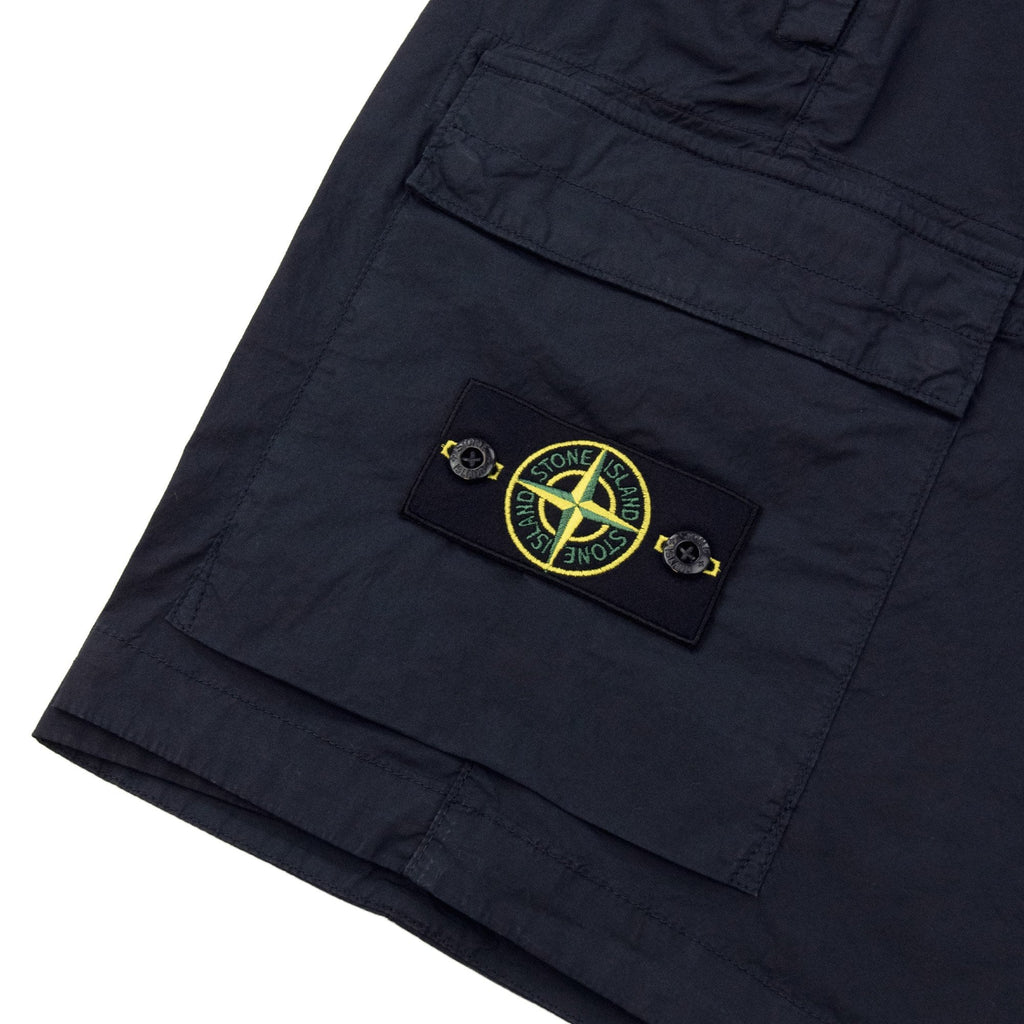 Stone Island L100020 Stretch Cotton Tela Paracadute Shorts Navy Blue V0020
