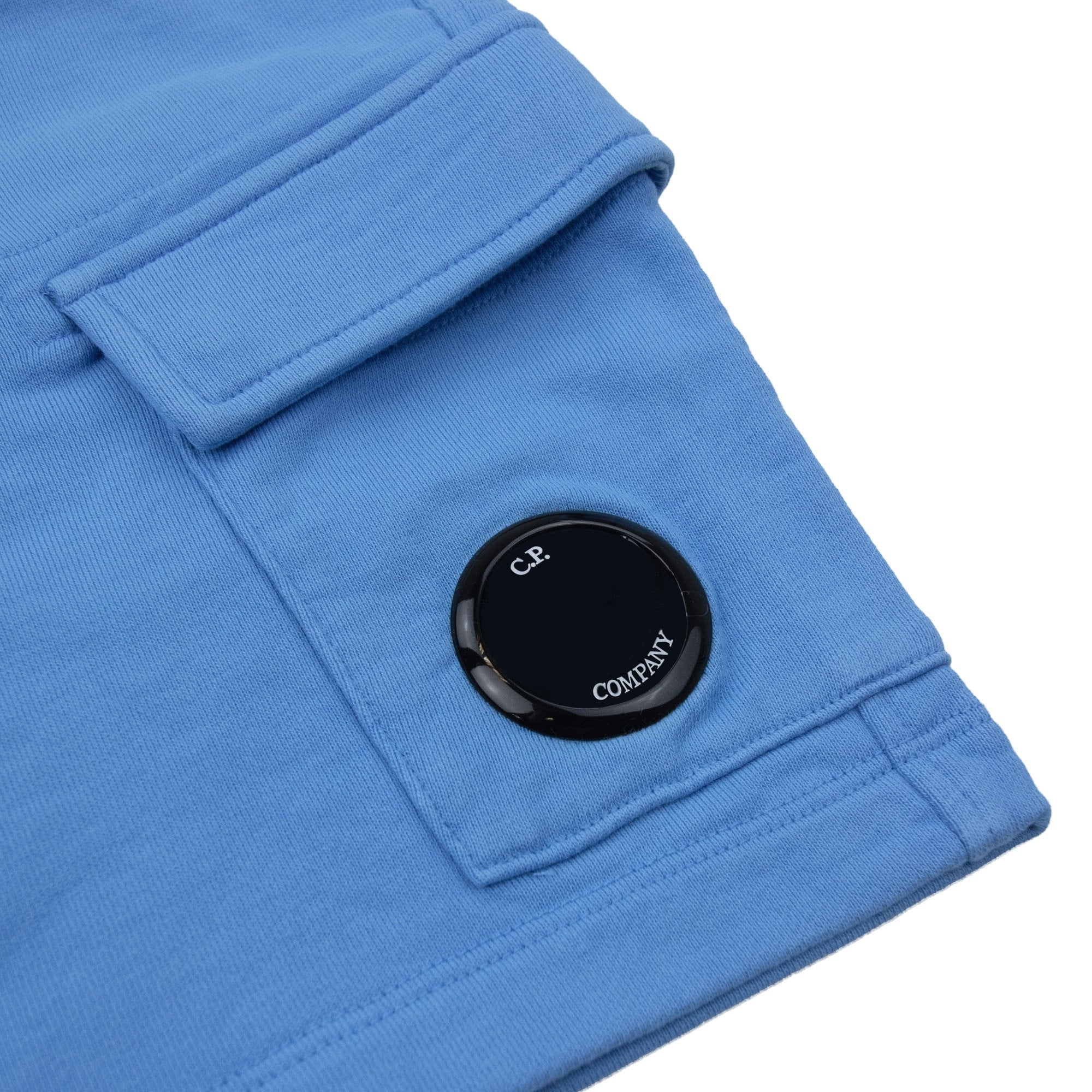 Cp Company Undersixteen Grey Lens Logo Bermuda Shorts Bonnie Blue 833