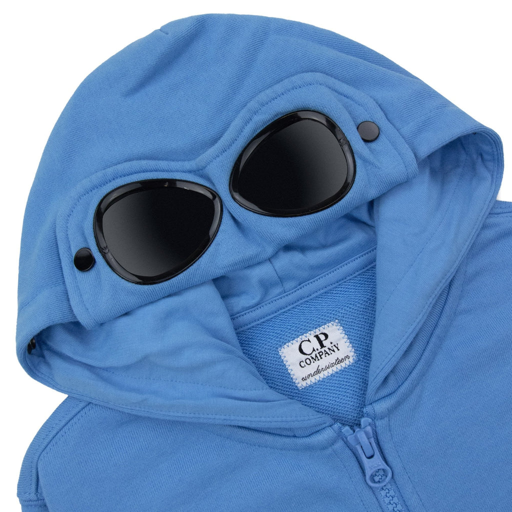 Cp Company Undersixteen U16 Diagonal Fleece Goggle Hooded Sweatshirt Bonnie Blue 833