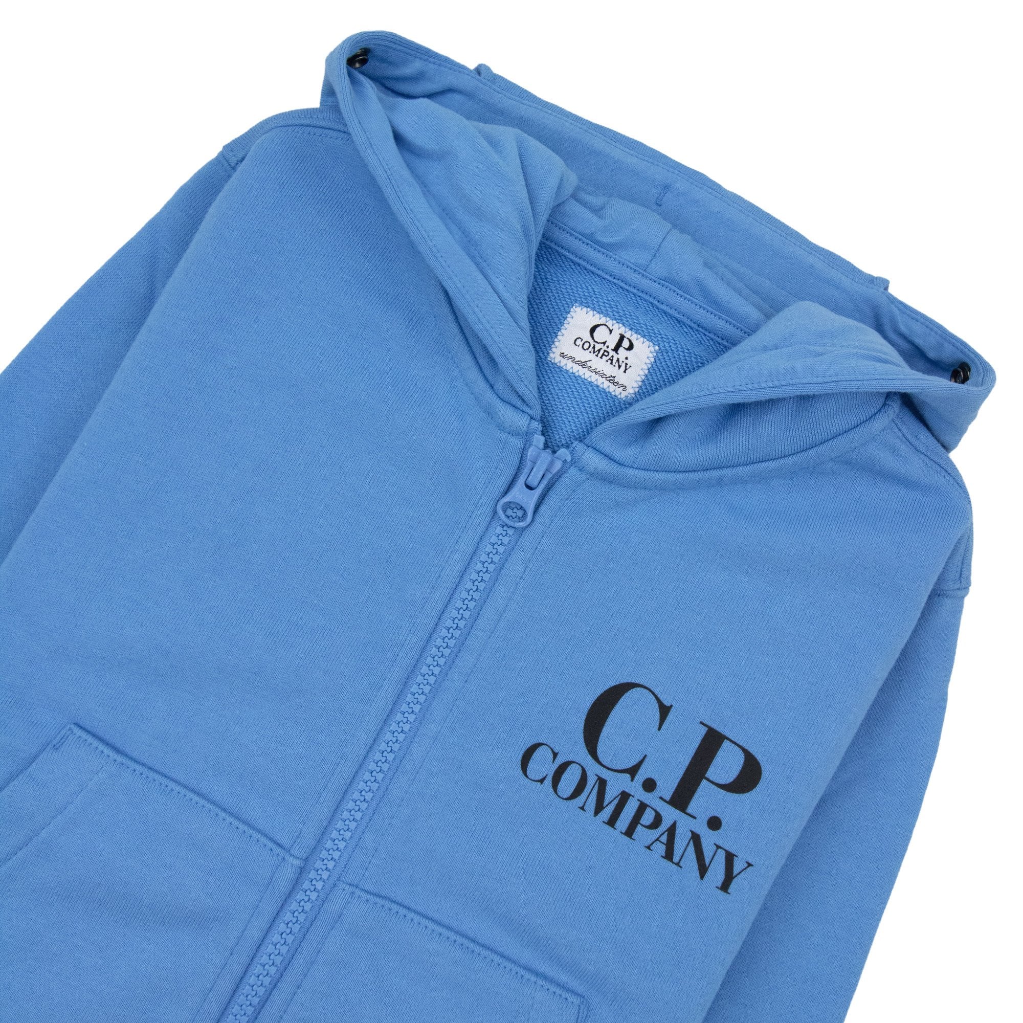 Cp Company Undersixteen U16 Diagonal Fleece Goggle Hooded Sweatshirt Bonnie Blue 833