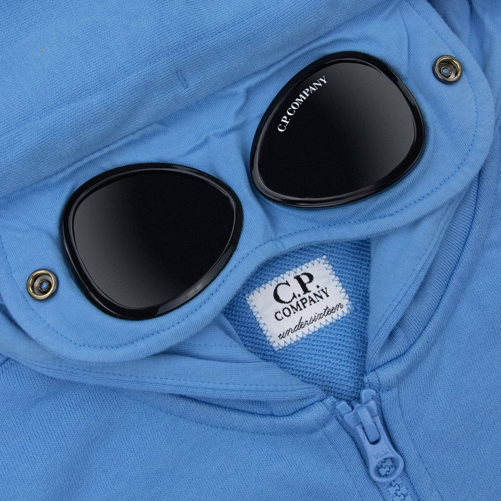 Cp Company Undersixteen U16 Diagonal Fleece Goggle Hooded Sweatshirt Bonnie Blue 833
