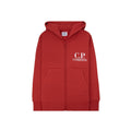 Cp Company Undersixteen U16 Diagonal Fleece Goggle Hooded Sweatshirt Ketchup Red 560