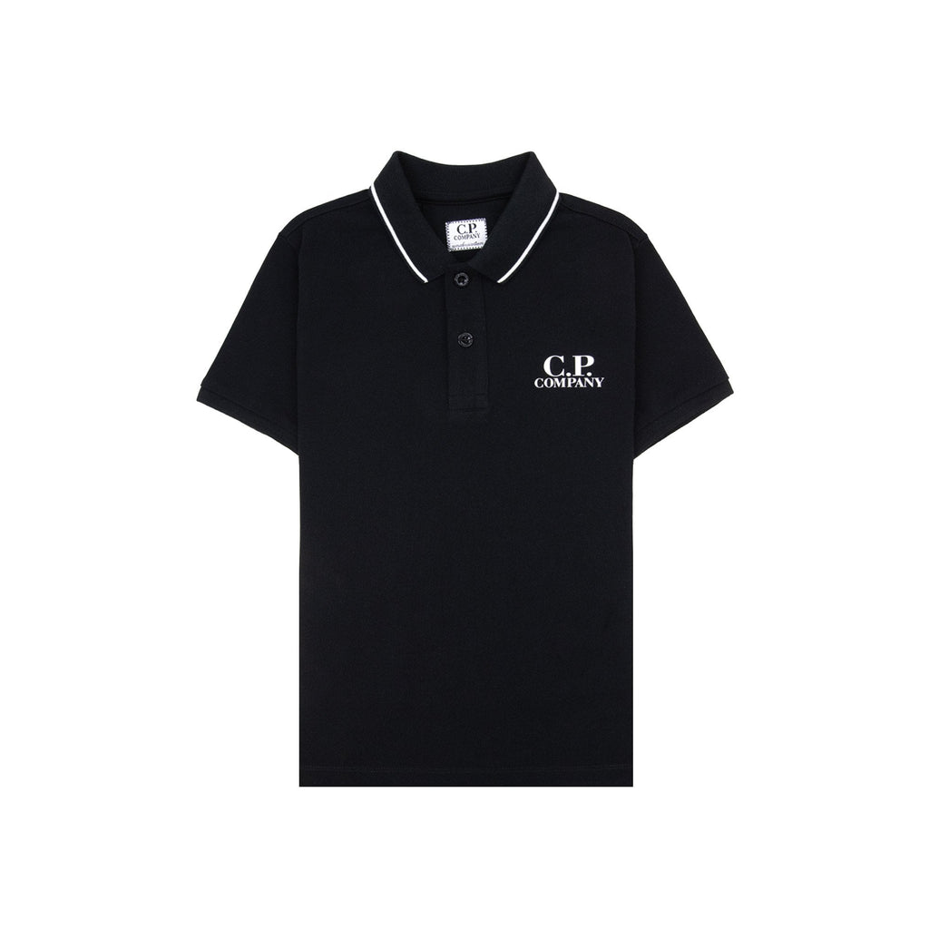 Cp Company Undersixteen U16 Chest Logo Short Sleeve Polo Black 999