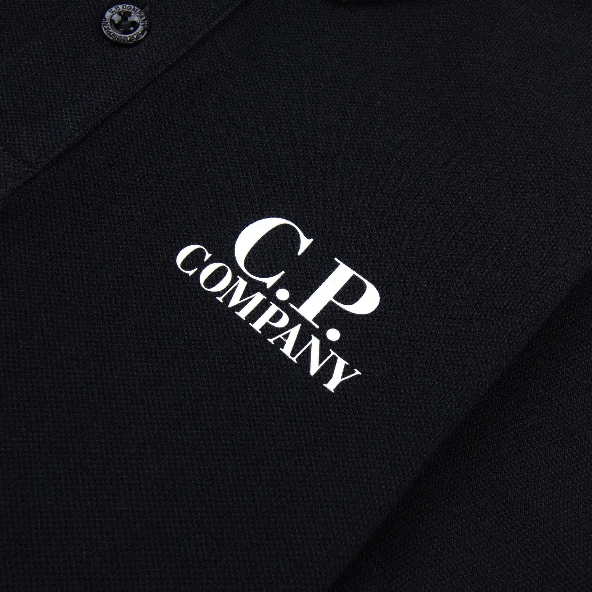 Cp Company Undersixteen U16 Chest Logo Short Sleeve Polo Black 999