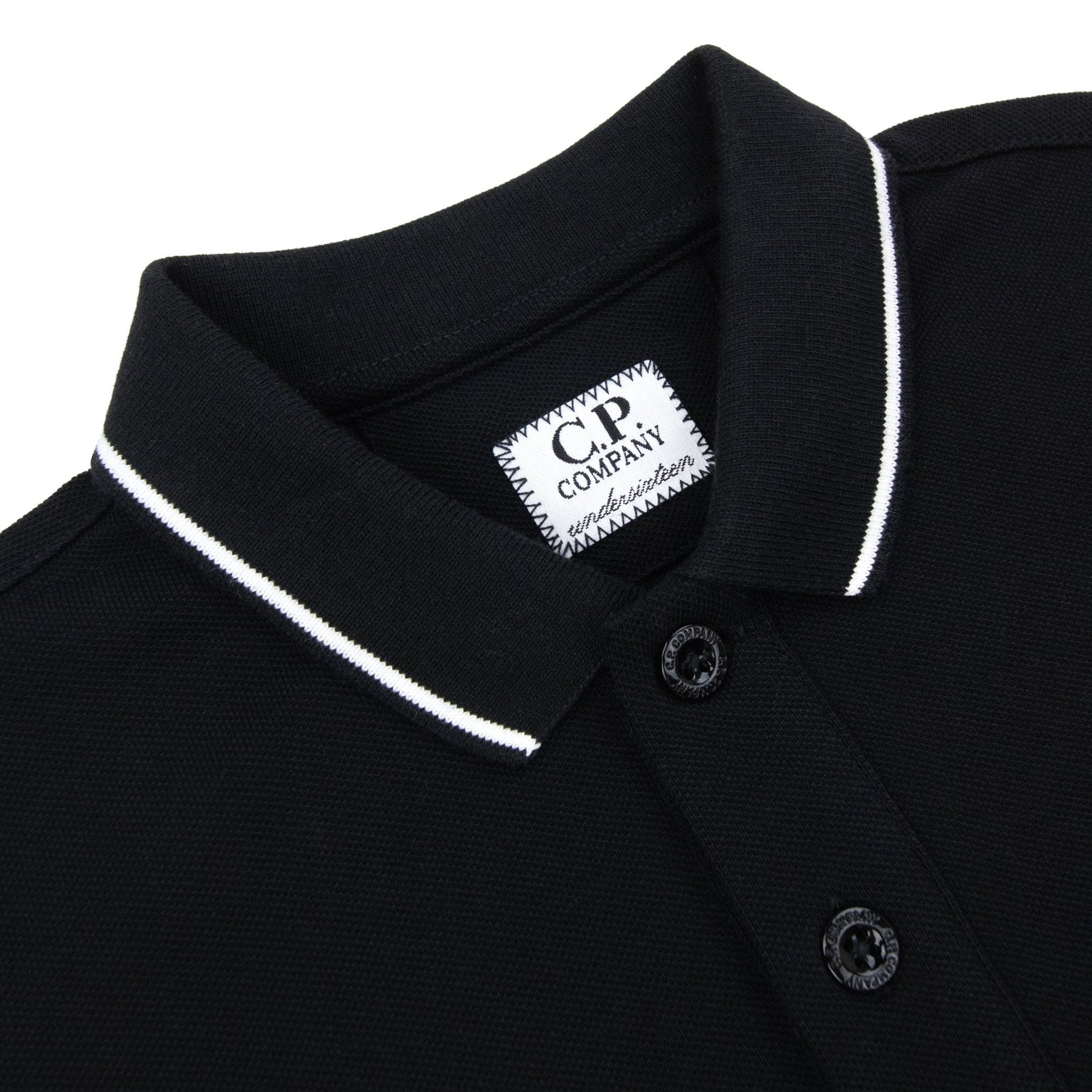 Cp Company Undersixteen U16 Chest Logo Short Sleeve Polo Black 999