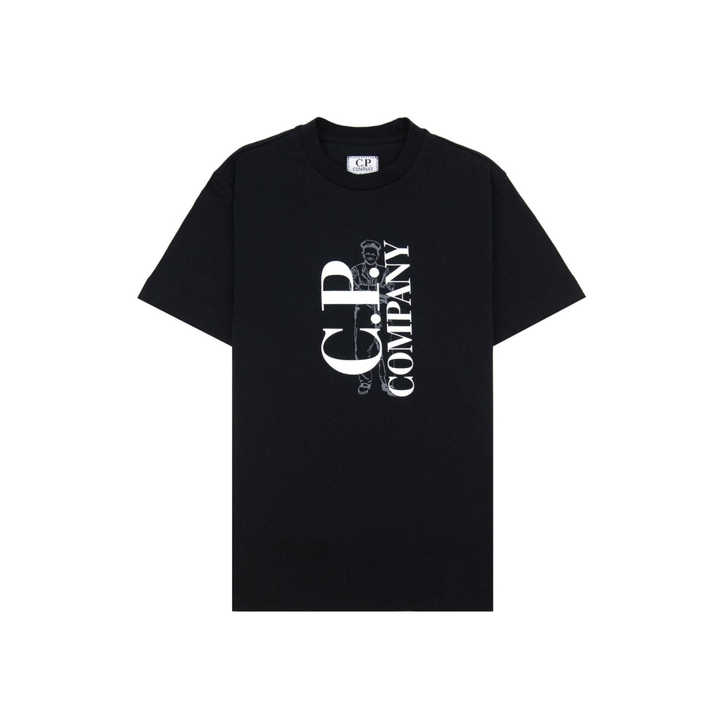 Cp Company Undersixteen 30/1 Short Sleeve Logo T Shirt Black 60100