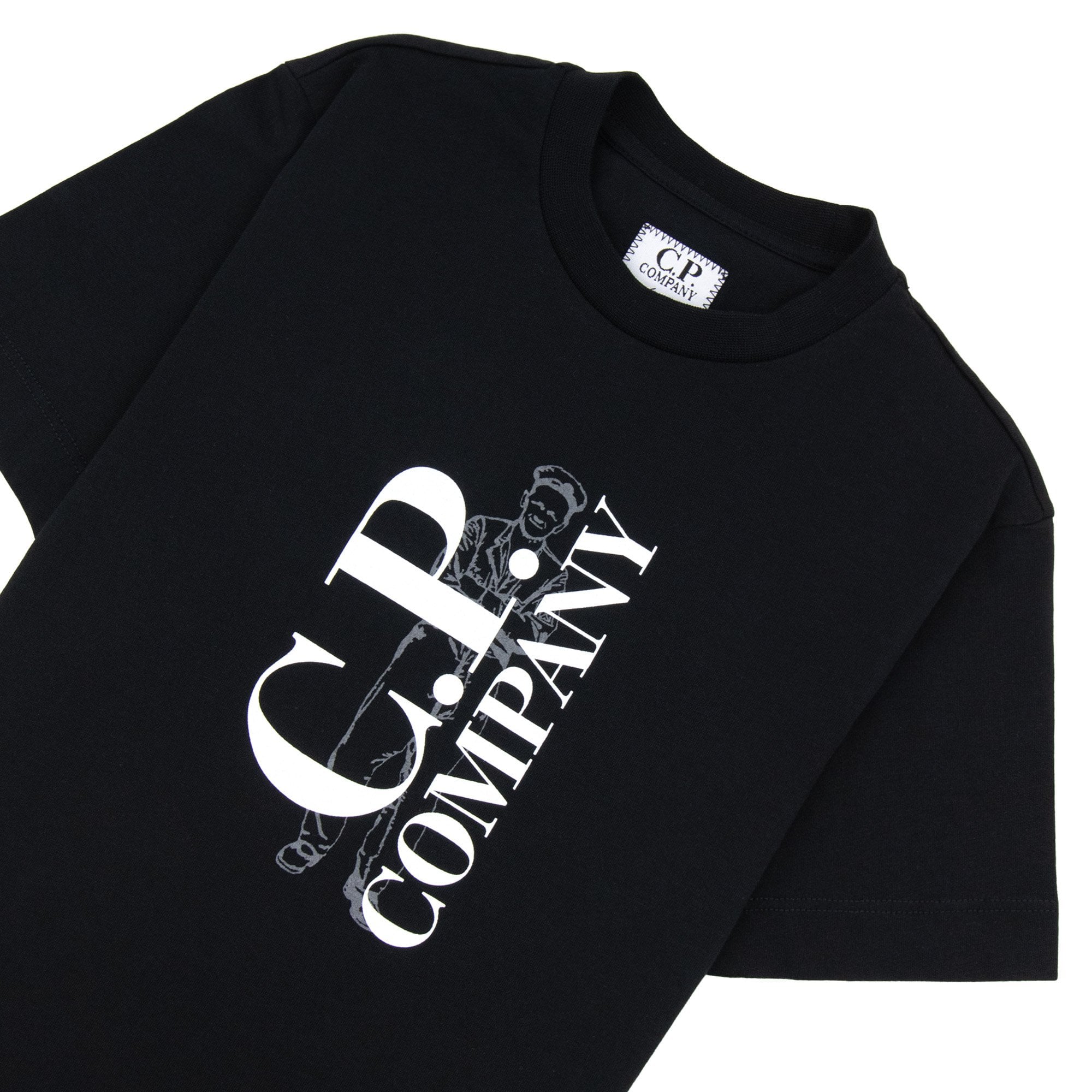 Cp Company Undersixteen 30/1 Short Sleeve Logo T Shirt Black 60100