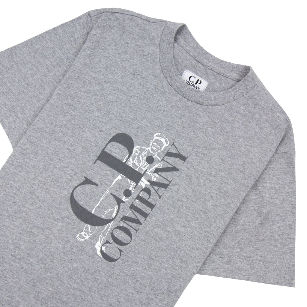 Cp Company Undersixteen 30/1 Short Sleeve Logo T Shirt Grey 60901